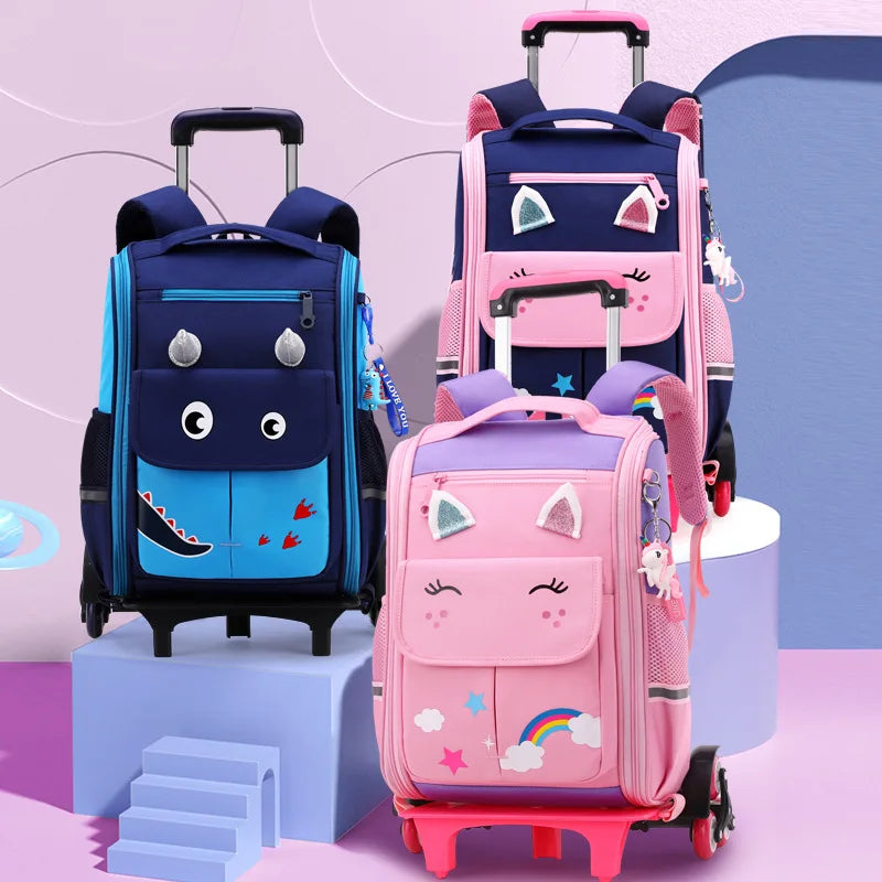 Premium Rolling School Backpack for Kids - High Capacity Wheeled Trolley Bag