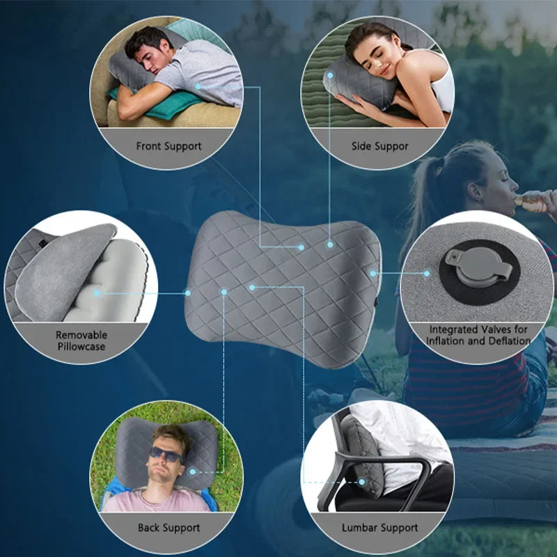 Ultralight Inflatable Travel Pillow - Ergonomic Neck & Lumbar Support