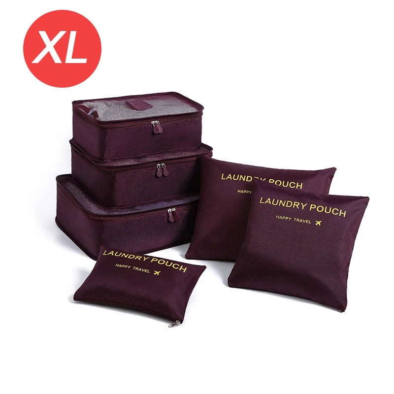 6-Piece Travel Organizer Set - Large Capacity Luggage Storage Bags