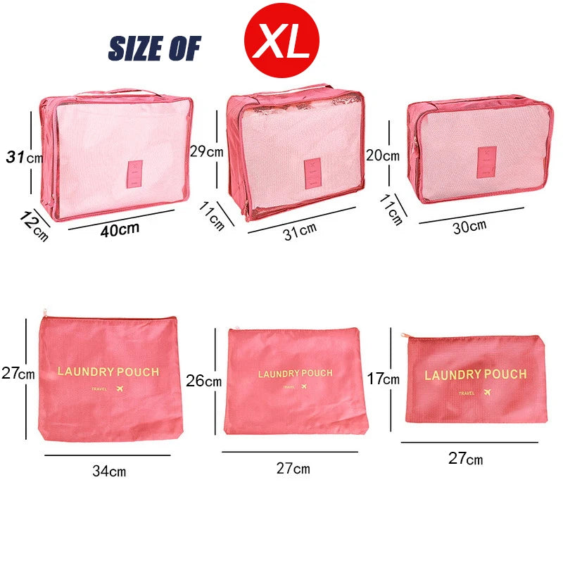 6-Piece Travel Organizer Set - Large Capacity Luggage Storage Bags