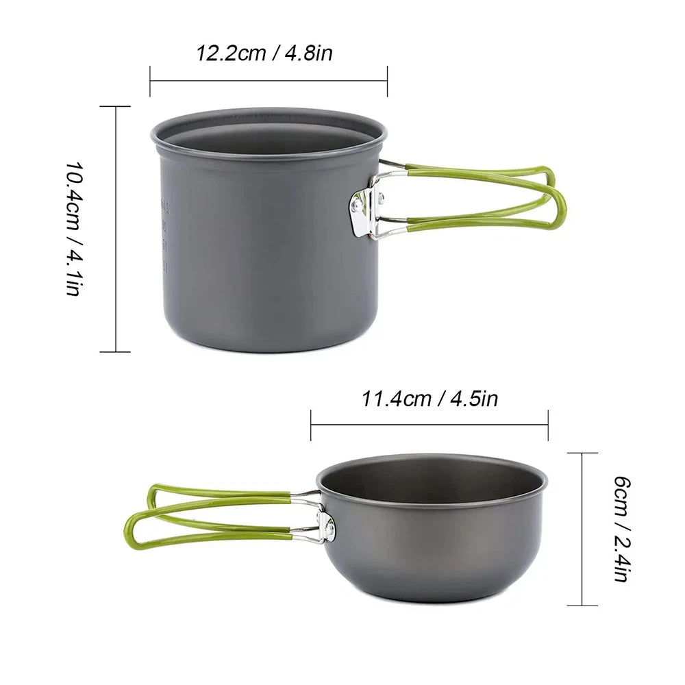 LISM Portable Camping Cookware Set - Lightweight Aluminum Outdoor Cooking Pot for Hiking, Backpacking & Picnics (1-2 Person)