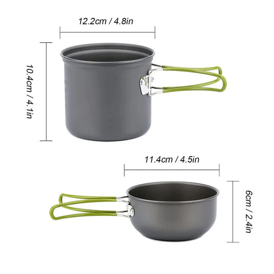 LISM Portable Camping Cookware Set - Lightweight Aluminum Outdoor Cooking Pot for Hiking, Backpacking & Picnics (1-2 Person)