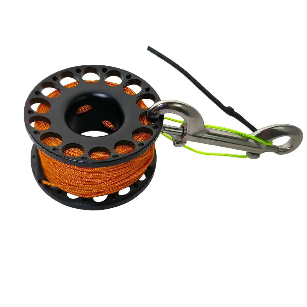 Professional 30M Aluminum Alloy Scuba Diving Finger Reel with Double-Ended Hook