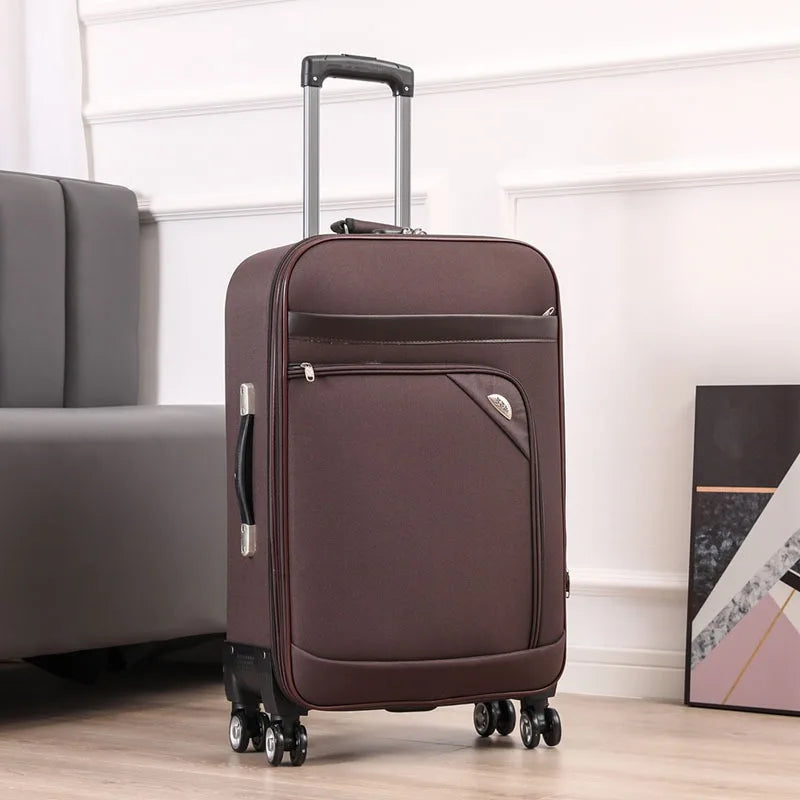 Premium Oxford Canvas Rolling Luggage - 20/24 Inch Waterproof Travel Suitcase