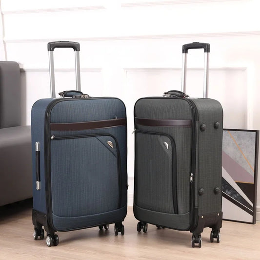 Premium Oxford Canvas Rolling Luggage - 20/24 Inch Waterproof Travel Suitcase