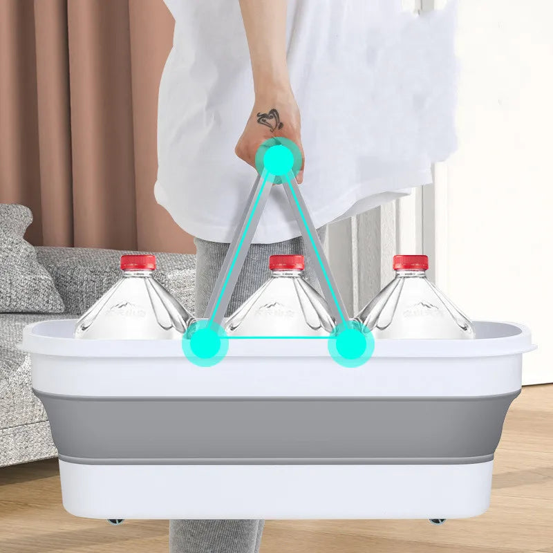 Collapsible Silicone Bucket with Wheels - Portable Multi-Purpose Cleaning Solution
