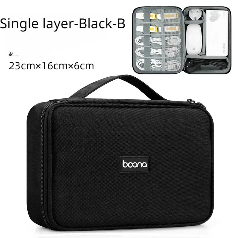 Premium Travel Cable Organizer Bag - Large Capacity Storage for USB Cables, Chargers & Electronics