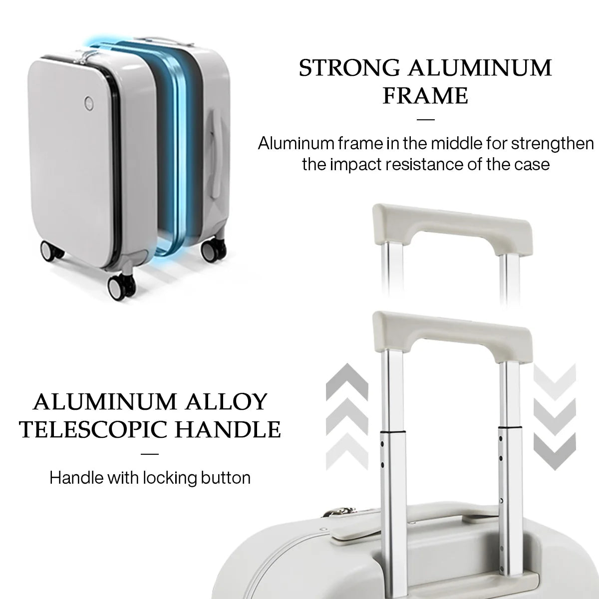 Mixi Aluminum Frame Rolling Suitcase - Premium Carry-On Luggage