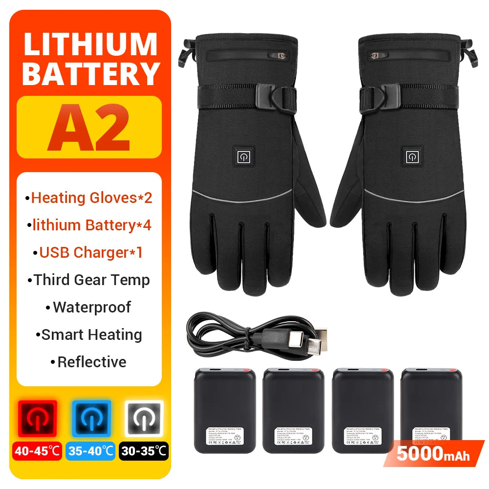 DUHAN Rechargeable Heated Gloves - Waterproof Winter Thermal Gloves with Touch Screen