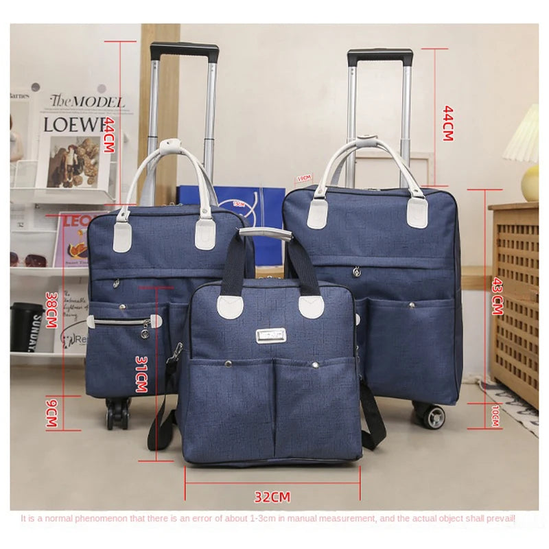 Women's Rolling Backpack Carry-On Luggage with Wheels - Oxford Travel Suitcase