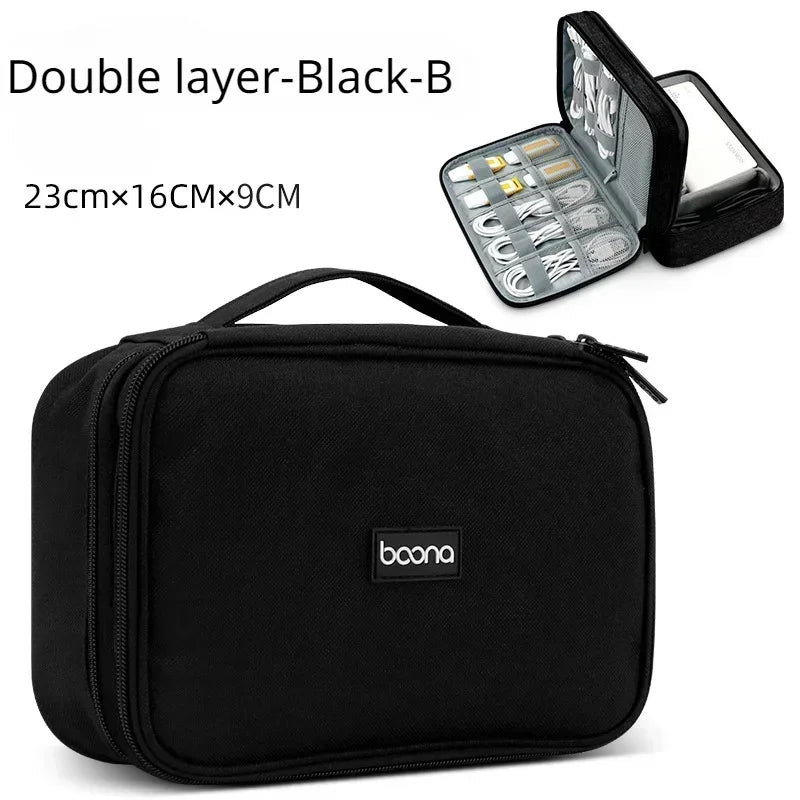Premium Travel Cable Organizer Bag - Large Capacity Storage for USB Cables, Chargers & Electronics