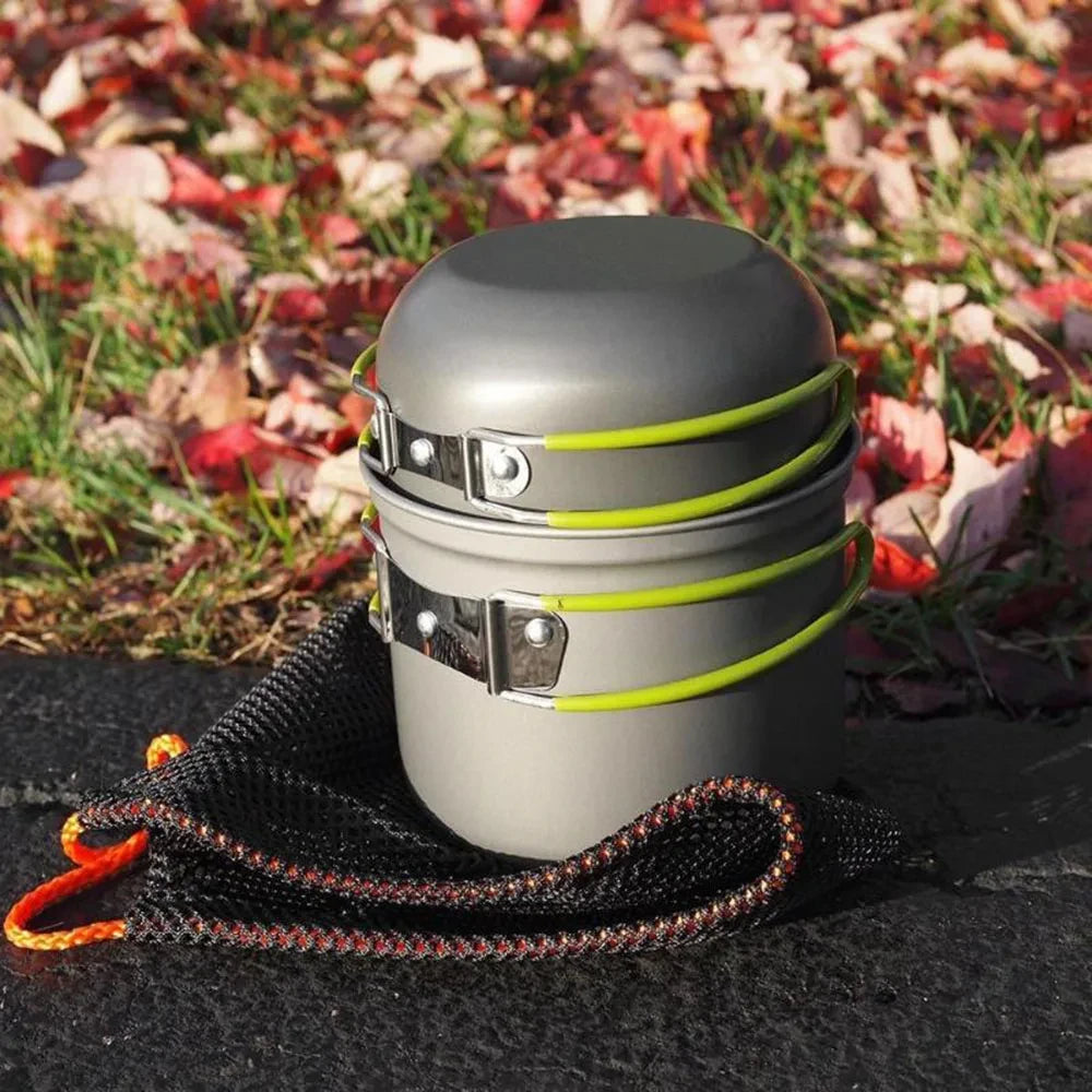 LISM Portable Camping Cookware Set - Lightweight Aluminum Outdoor Cooking Pot for Hiking, Backpacking & Picnics (1-2 Person)
