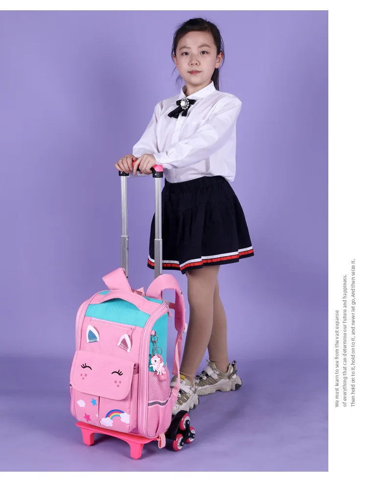Premium Rolling School Backpack for Kids - High Capacity Wheeled Trolley Bag
