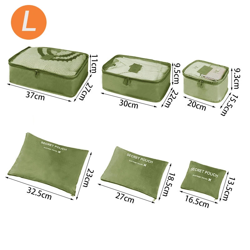6-Piece Travel Organizer Set - Large Capacity Luggage Storage Bags