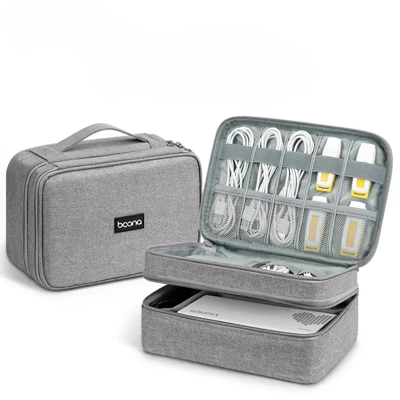 Premium Travel Cable Organizer Bag - Large Capacity Storage for USB Cables, Chargers & Electronics