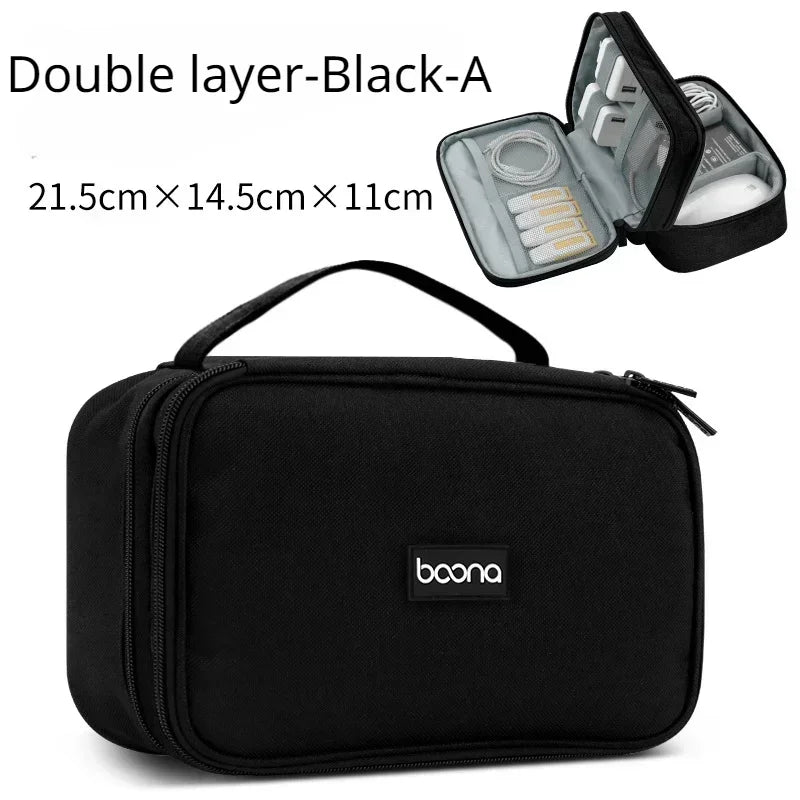 Premium Travel Cable Organizer Bag - Large Capacity Storage for USB Cables, Chargers & Electronics