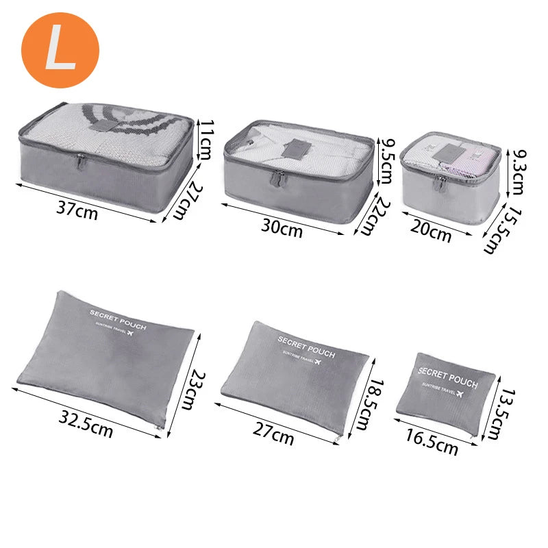 6-Piece Travel Organizer Set - Large Capacity Luggage Storage Bags