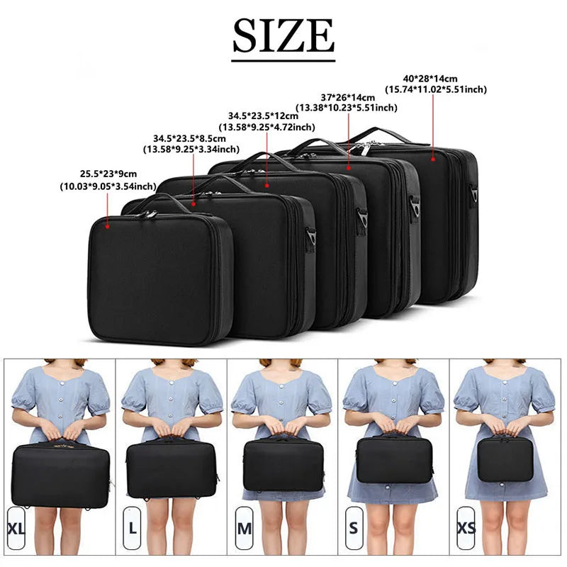 Professional Makeup Case - Large Capacity Travel Cosmetic Organizer