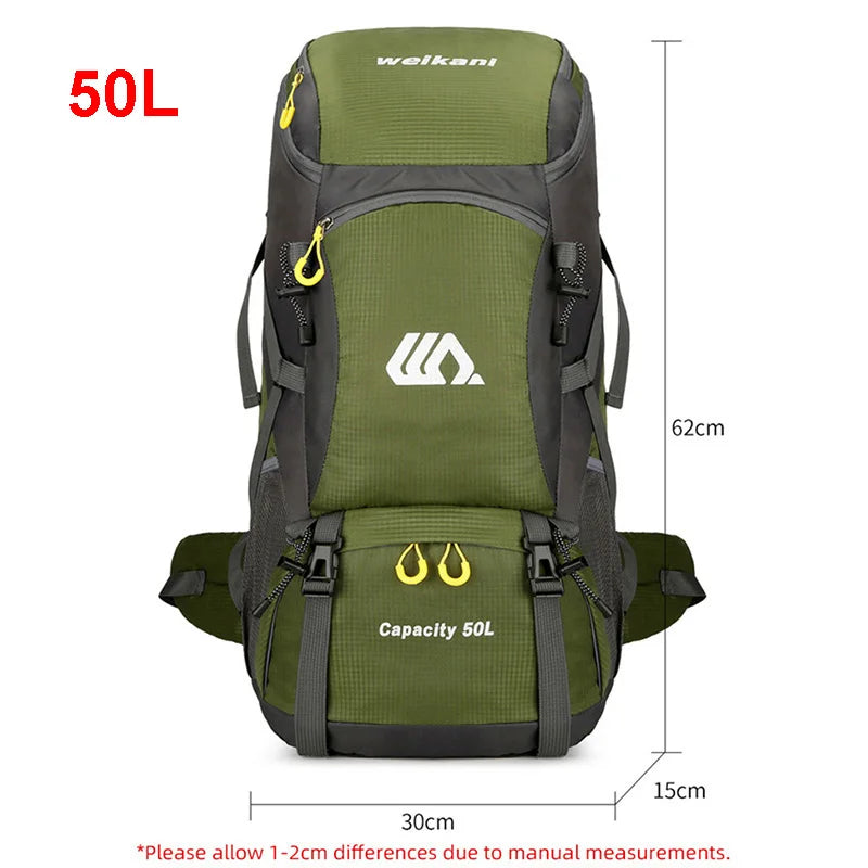 50L Large Capacity Travel Backpack - Waterproof Hiking Rucksack for Outdoor Adventures