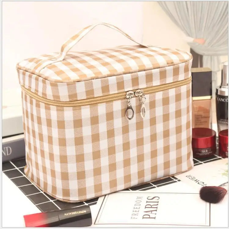 Waterproof Travel Makeup Bag - Large Capacity Cosmetic Organizer Pouch with Zipper Closure