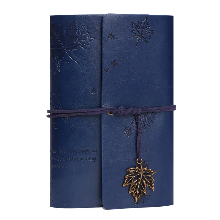 Vintage Leather Travel Journal - Spiral Ring Diary with Kraft Paper