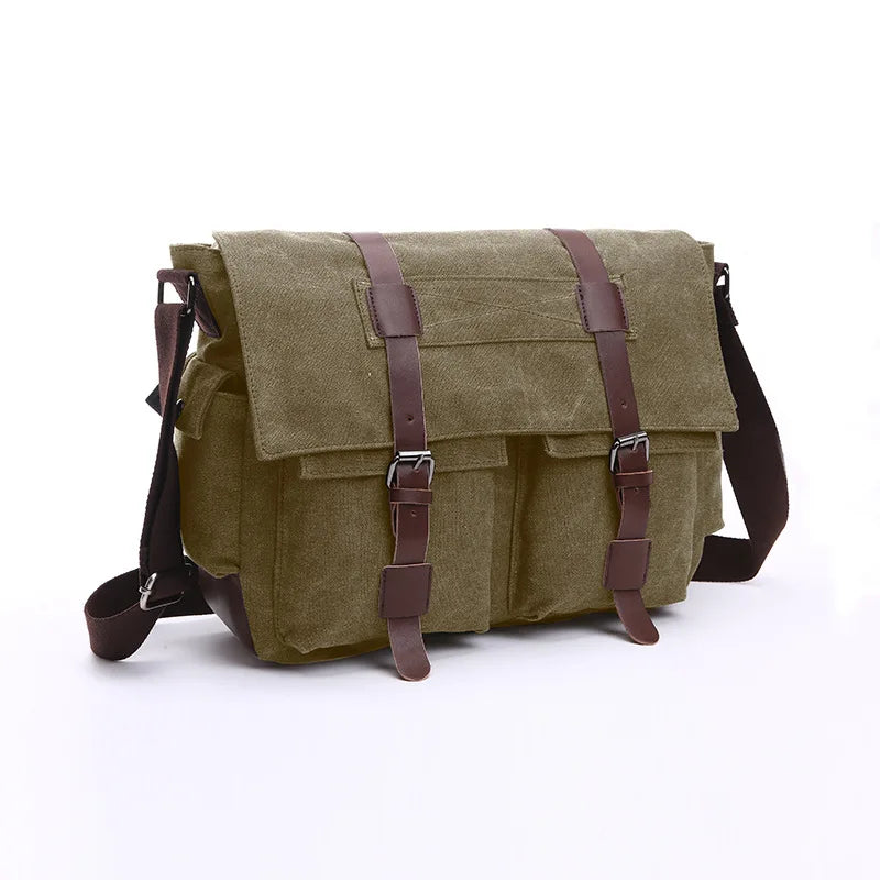Men's Vintage Canvas Messenger Bag - Professional Crossbody Briefcase