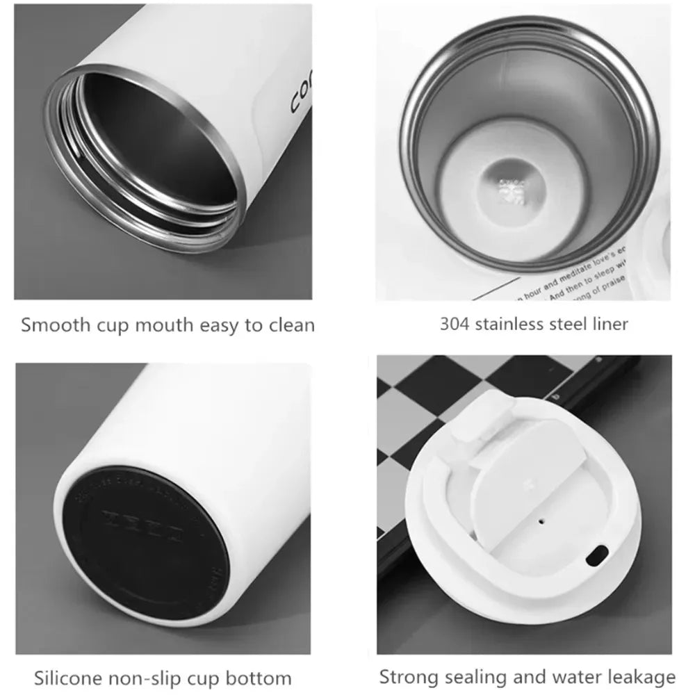 Stainless Steel Insulated Thermos Mug - Leakproof Travel Coffee & Tea Cup (380ml/510ml)