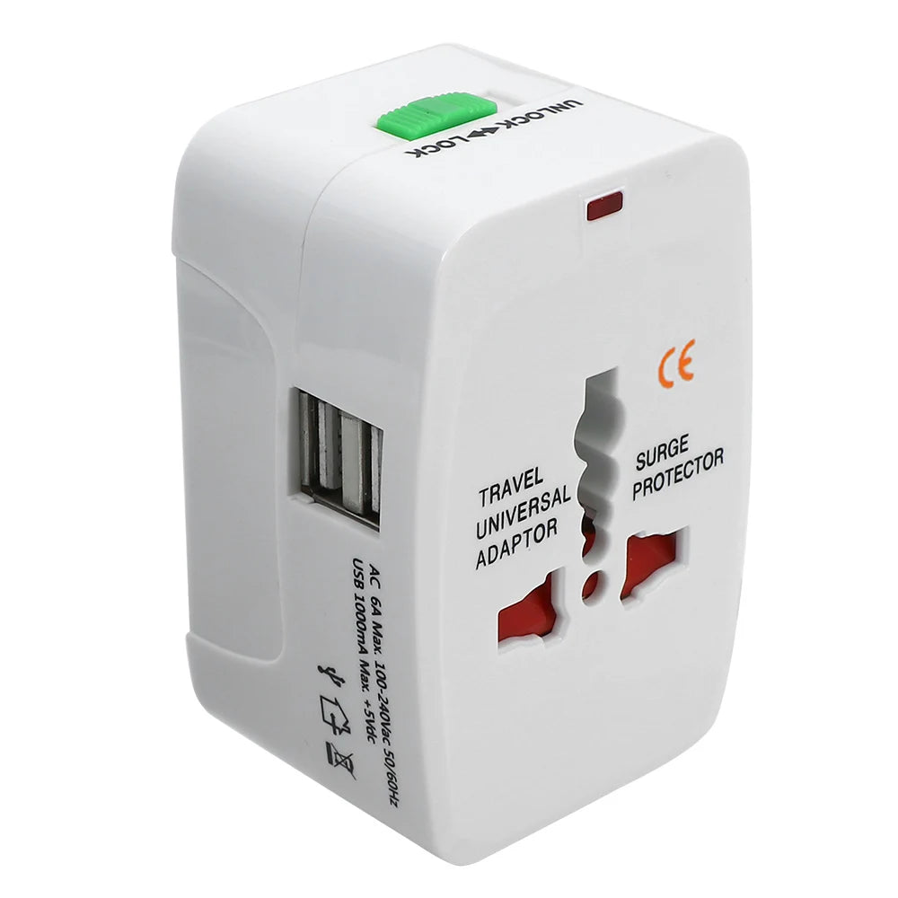 Universal Travel Adapter - All-in-One International Plug with Dual USB & Type-C Ports