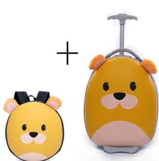 Kids Rolling Suitcase - Cartoon Design Travel Luggage for Children