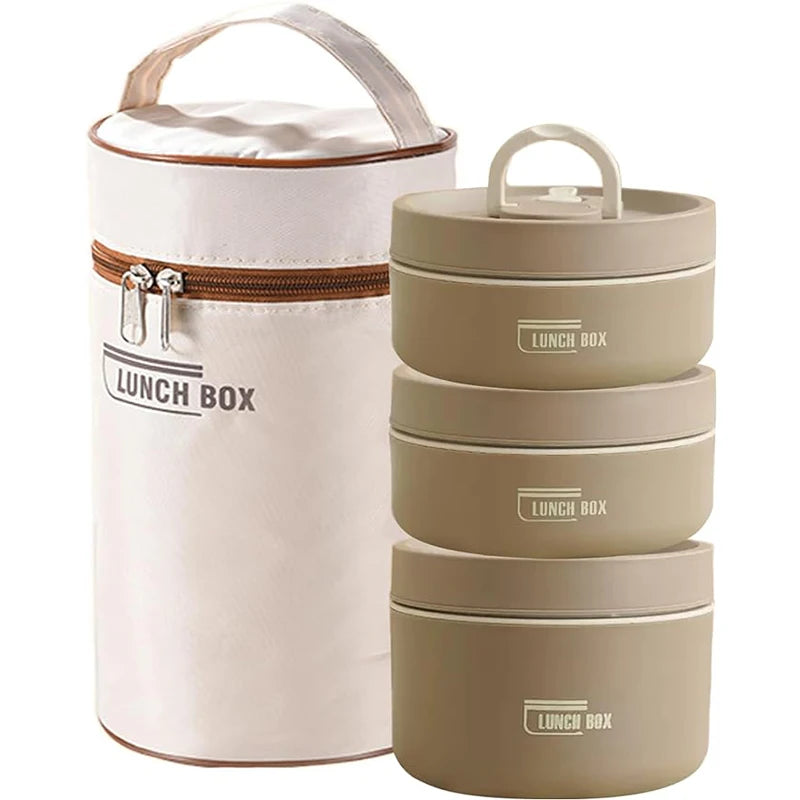 Stainless Steel Insulated Lunch Container Set - 3-Tier Stackable Thermal Bento Box