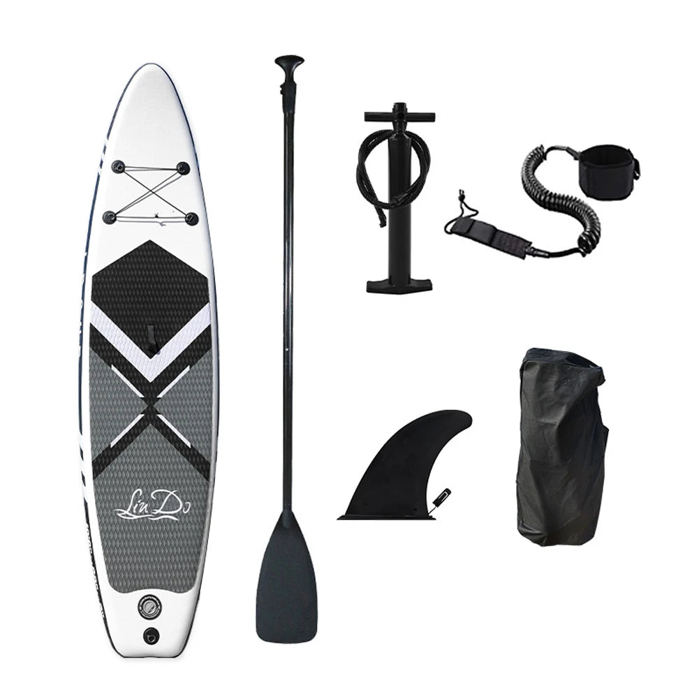 LinDo Inflatable Stand Up Paddle Board - Complete SUP Set with Paddle, Fin & Pump