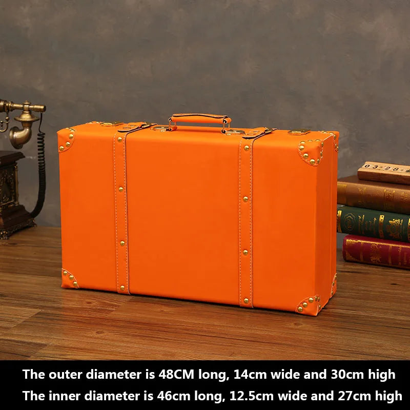 Vintage Leather Trunk Suitcase - Premium Travel Luggage