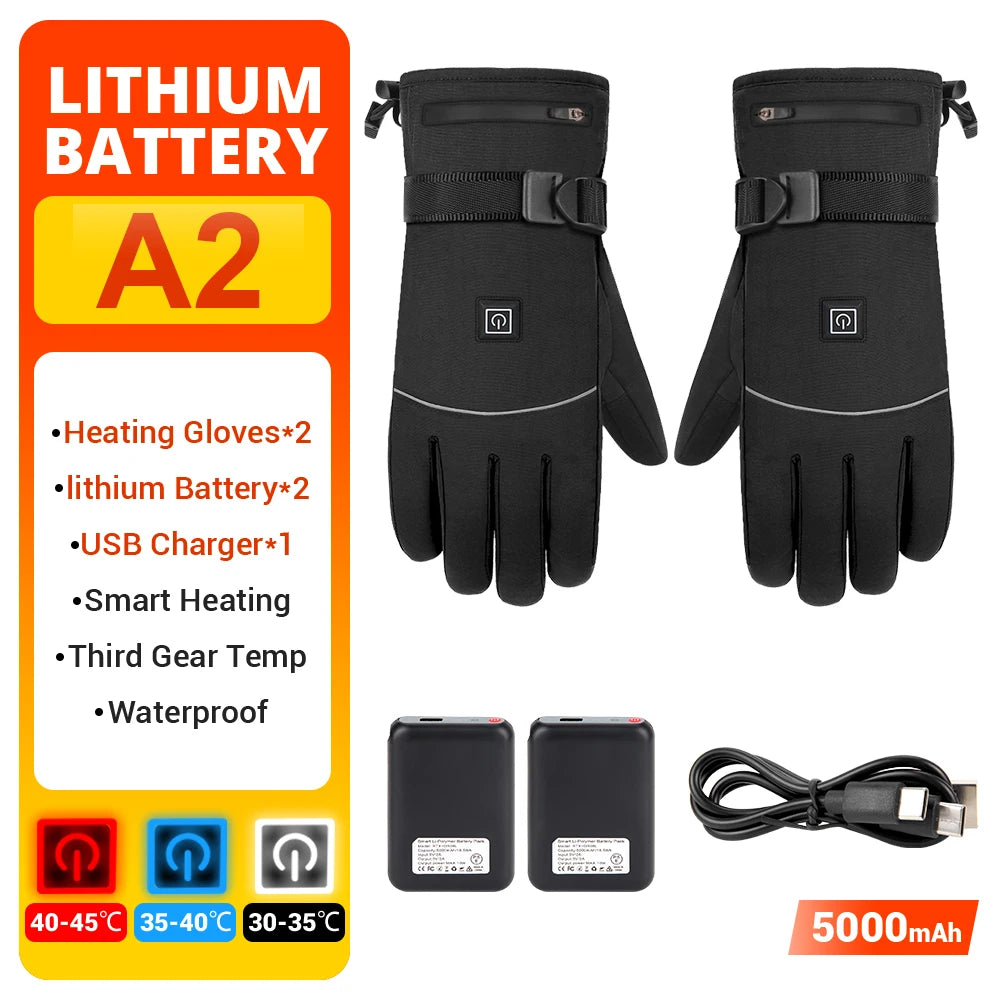 DUHAN Rechargeable Heated Gloves - Waterproof Winter Thermal Gloves with Touch Screen