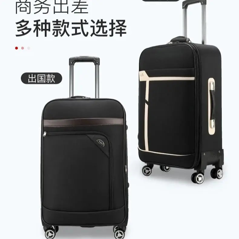 Premium Oxford Canvas Rolling Luggage - 20/24 Inch Waterproof Travel Suitcase