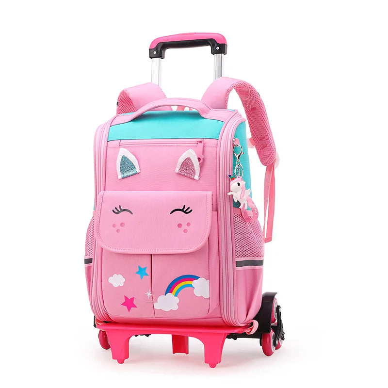 Premium Rolling School Backpack for Kids - High Capacity Wheeled Trolley Bag