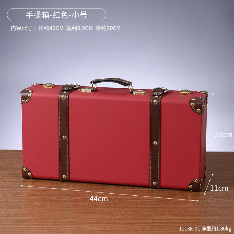 Vintage Leather Trunk Suitcase - Premium Travel Luggage