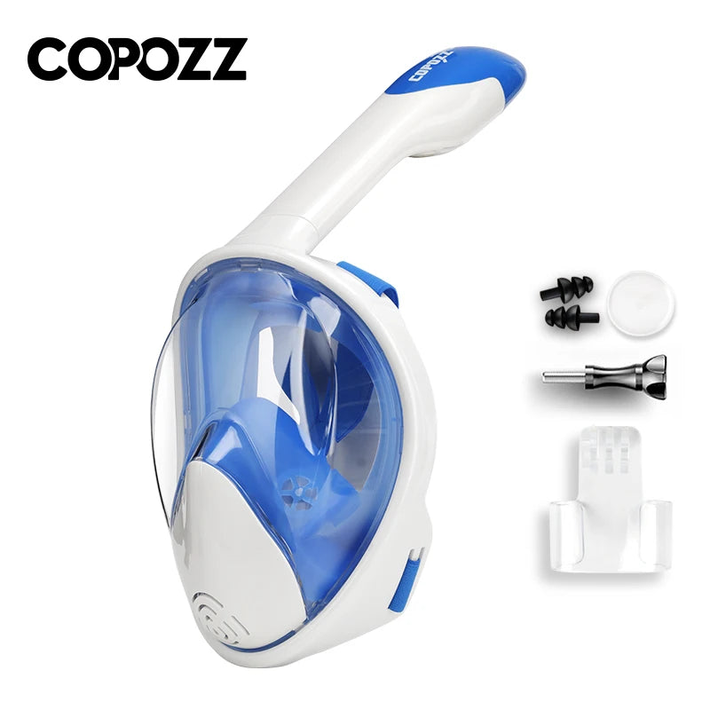 COPOZZ Professional Full Face Snorkel Mask - Anti-Fog Diving Goggles for Adults