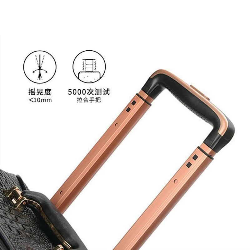 Premium Crocodile Leather Rolling Luggage - 16/20/24 Inch Travel Suitcase