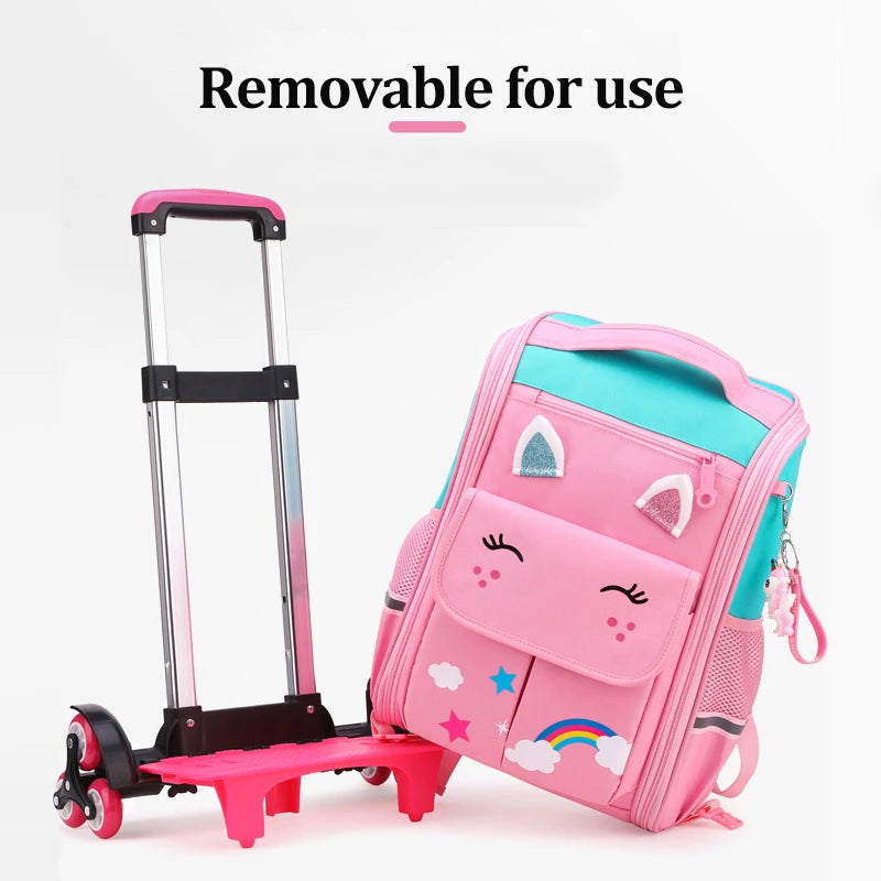 Premium Rolling School Backpack for Kids - High Capacity Wheeled Trolley Bag
