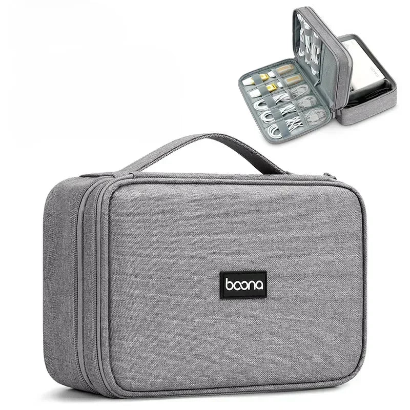 Premium Travel Cable Organizer Bag - Large Capacity Storage for USB Cables, Chargers & Electronics