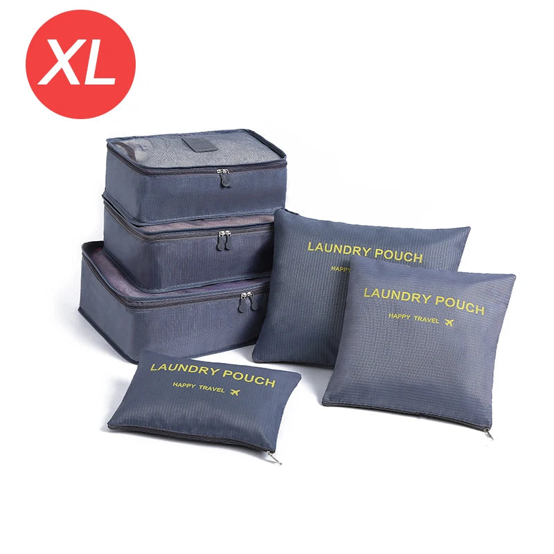 6-Piece Travel Organizer Set - Large Capacity Luggage Storage Bags