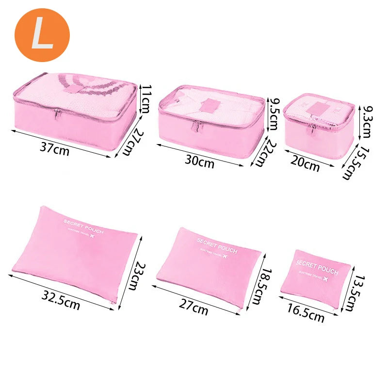 6-Piece Travel Organizer Set - Large Capacity Luggage Storage Bags