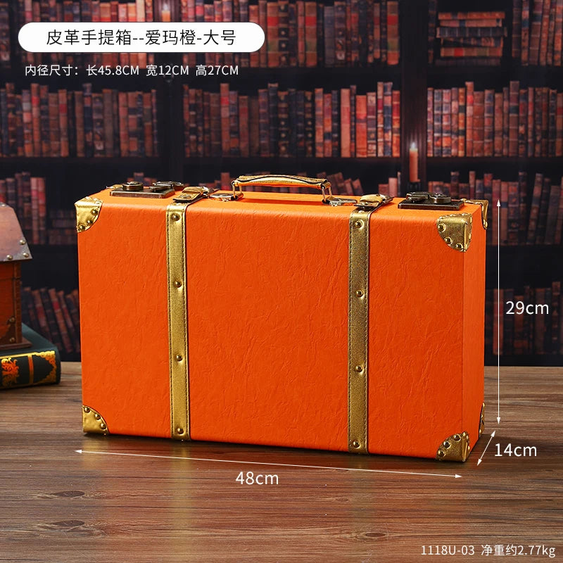 Vintage Leather Trunk Suitcase - Premium Travel Luggage
