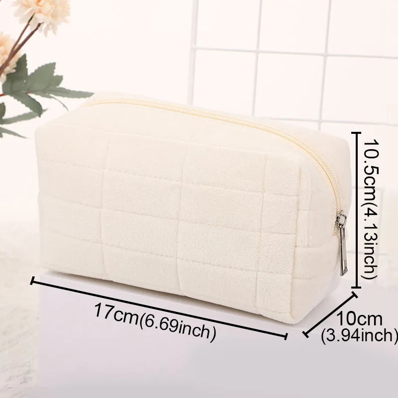 Plush Makeup Bag - Portable Travel Organizer for Cosmetics and Stationery