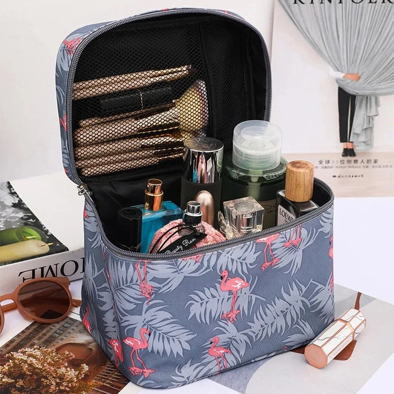 Waterproof Travel Makeup Bag - Large Capacity Cosmetic Organizer Pouch with Zipper Closure