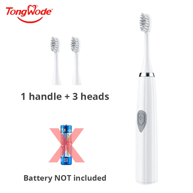 Electric Toothbrush for Adults - Soft Bristle, IPX6 Waterproof, Battery Powered