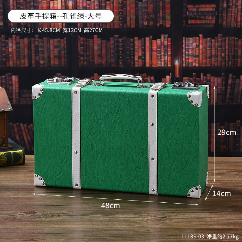 Vintage Leather Trunk Suitcase - Premium Travel Luggage