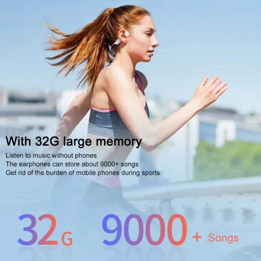 VAORLO Bone Conduction Bluetooth 5.3 Headphones - IPX8 Waterproof with 32GB MP3 Player