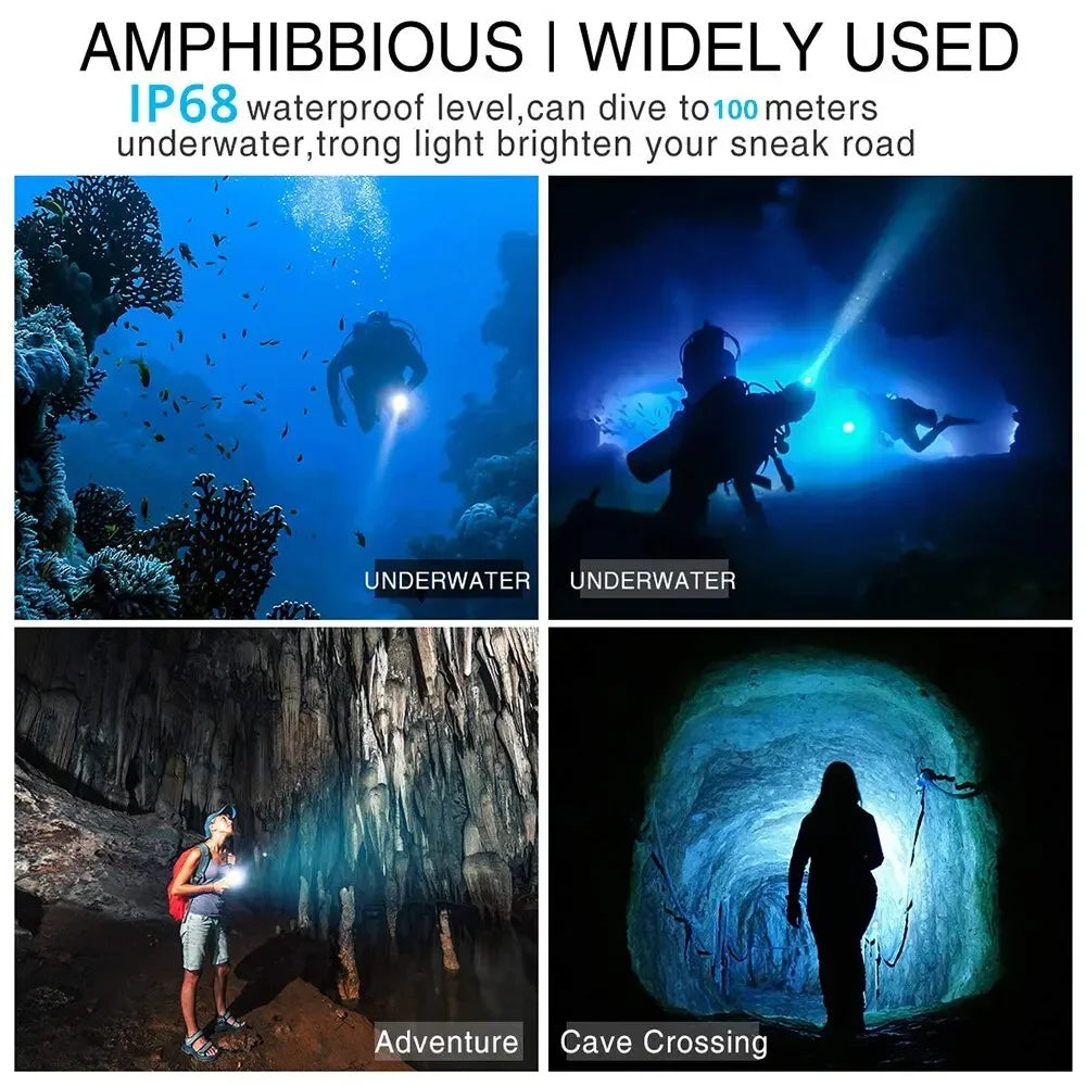 ESMARTER Professional Diving Flashlight - 1000 Lumen Waterproof LED Torch with 18650 Battery