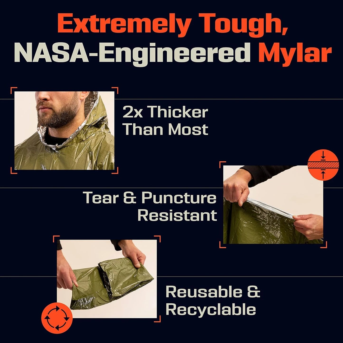 Emergency Waterproof Aluminum Film Poncho - Disposable Raincoat & Thermal Blanket for Camping & Survival